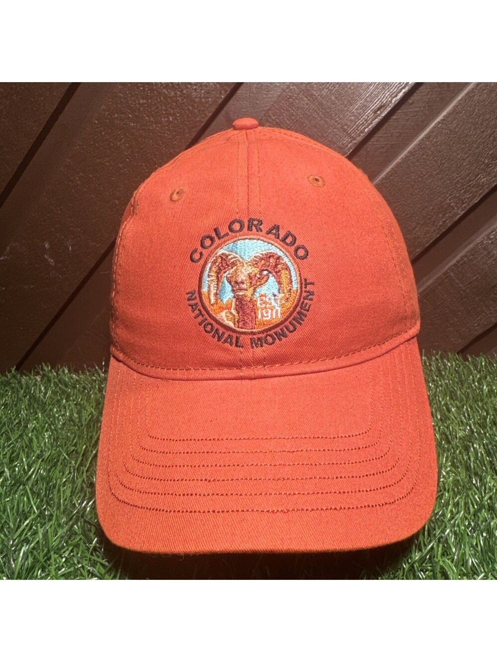 Colorado National Monument Hat Ouray Orange Bighorn Sheep Strapback Cap Dad